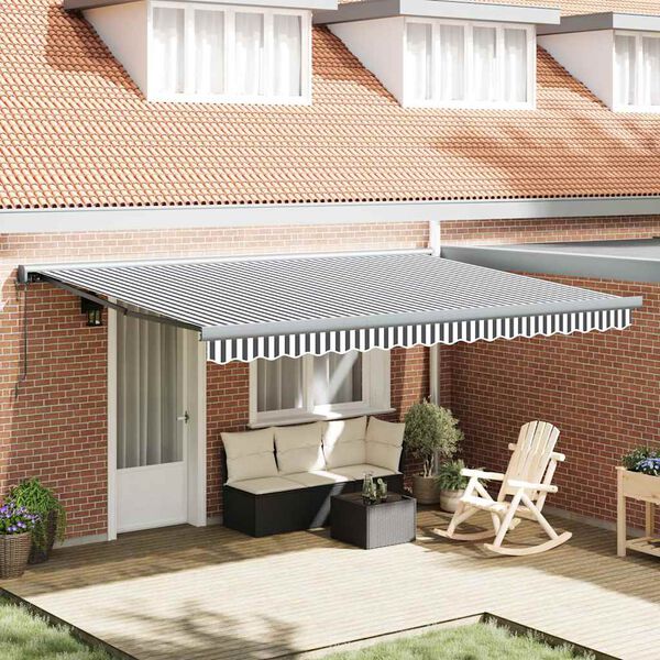 vidaXL Retractable Awning Anthracite and White 4.5x3 m Fabric&Aluminium