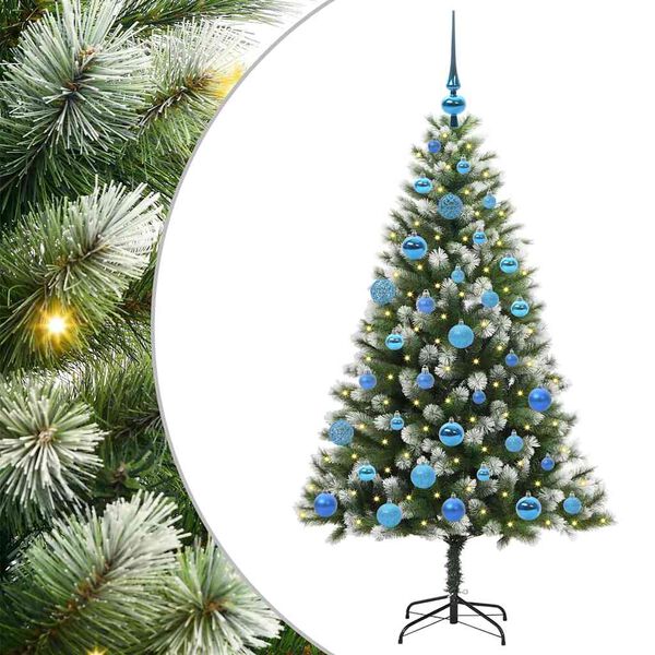 vidaXL Artificial Hinged Christmas Tree with Flocked Snow 150 cm
