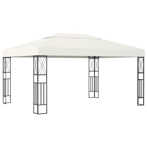 vidaXL Gazebo with LED String Lights 3x4 m Cream Fabric