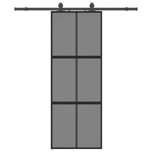 vidaXL Sliding Door with Hardware Set Black 76x205 cm Tempered Glass
