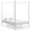 vidaXL Canopy Bed Frame without Mattress White Metal 120x200 cm