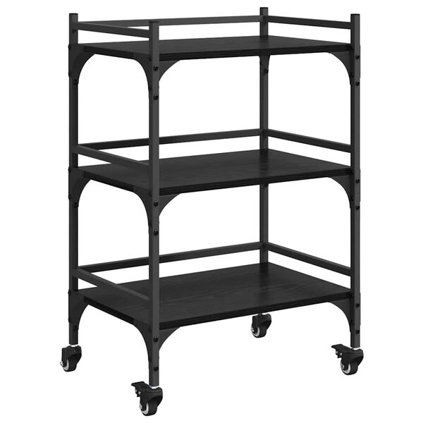 vidaXL Kitchen Trolley Black Oak 50 x 35 x 75.5 cm Engineered Wood