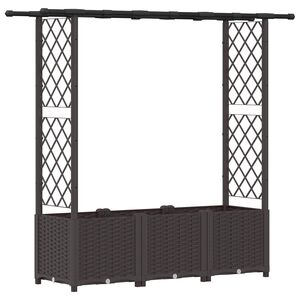 vidaXL Raised Bed with Trellis and Roof Brown 162.5 x 40 x 138 cm PP