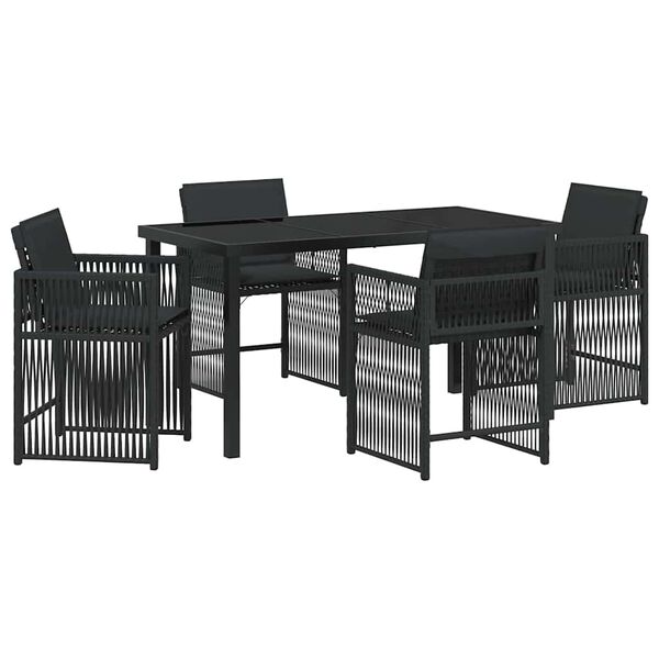 vidaXL Garden Dining Set 5 pcs Black Poly Rattan