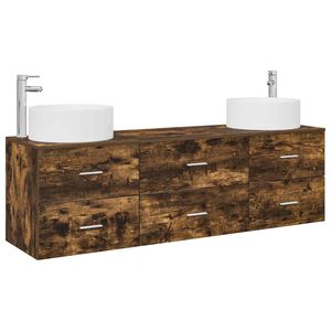 vidaXL Bathroom Furniture Set 3 pcs Smoked Oak 49.5 x 44.5 x 65.5 cm