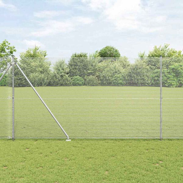 vidaXL Fence Post Silver 50 x 1.5 m (12 x 12 mm mesh) Steel