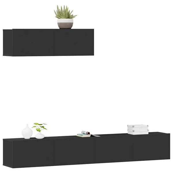 vidaXL 3 Piece TV Cabinet Set Black Engineered Wood