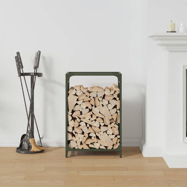 vidaXL Firewood Rack Olive Green 44x28x65 cm Cold-rolled steel