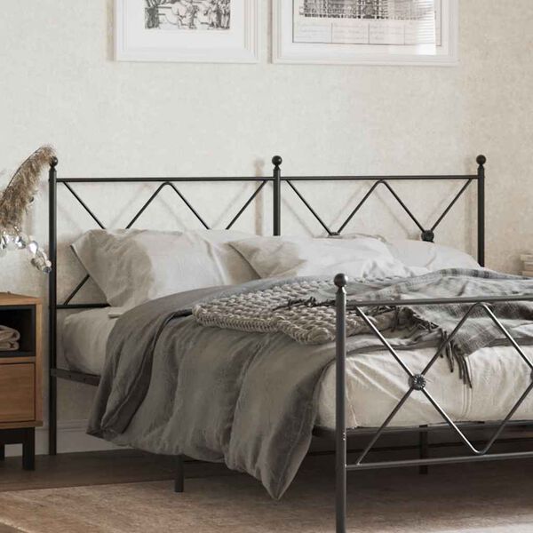 vidaXL Metal Replace Headboard Black 160cm