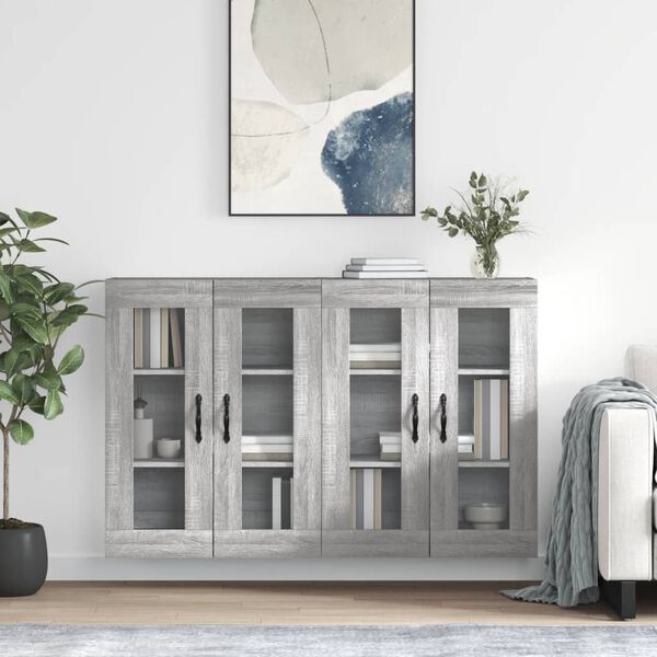 vidaXL Wall Mounted Cabinets 2 pcs Grey Sonoma Engineered Wood