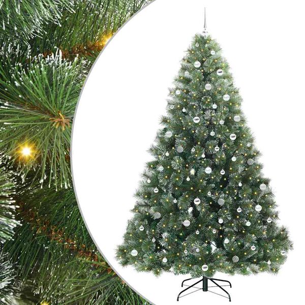 vidaXL Artificial Christmas Tree with 300 LEDs Green 240 cm PE and PVC