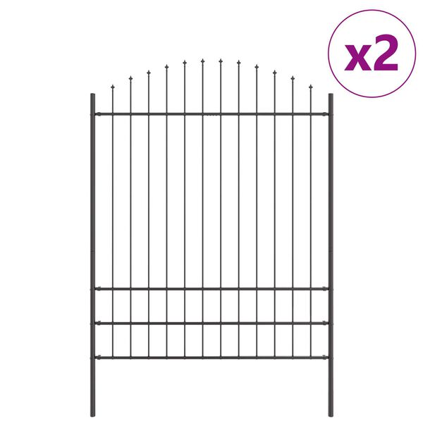 vidaXL Garden Fence 2 pcs Grey 170 x 225 cm Powder-Coated Steel