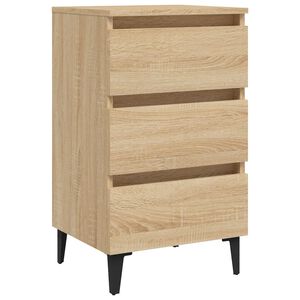vidaXL Bed Cabinet with Metal Legs Sonoma Oak 40x35x69 cm
