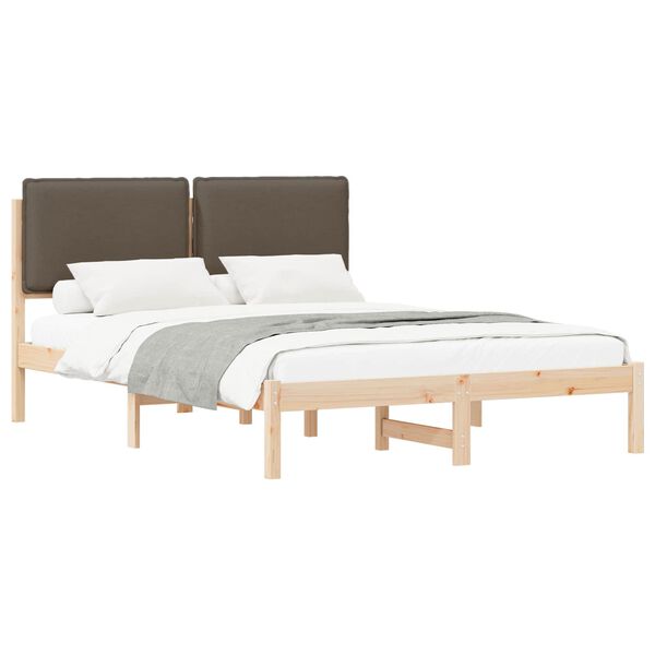 vidaXL Bed Frame with Upholstered Headboard Taupe 140 x 190 cm