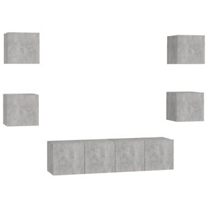vidaXL 6 Piece TV Cabinet Set Concrete Grey Engineered Wood