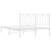vidaXL Metal Bed Frame without Mattress with Headboard White 135x190cm