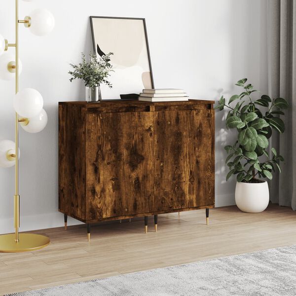 vidaXL Sideboards 2 pcs Smoked Oak 40x35x70 cm Engineered Wood