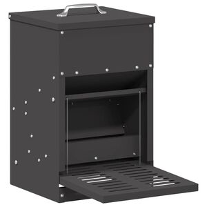 vidaXL Chicken Treadle Feeder Black 25 x 42 x 40 cm Cold-Rolled Steel