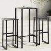 vidaXL 3 Piece Garden Bar Set Black Powder-coated Steel