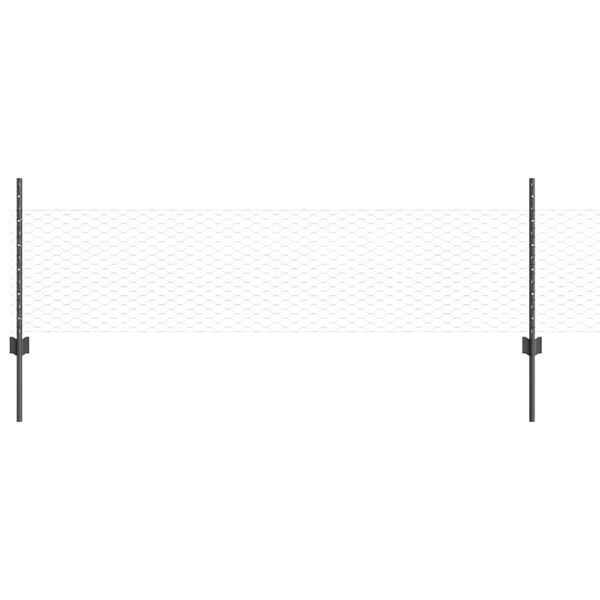 vidaXL Fence with Post Grey 0.5 x 25 m Steel