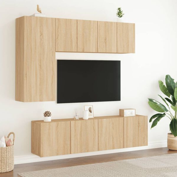 vidaXL 5 Piece TV Wall Units Sonoma Oak Engineered Wood