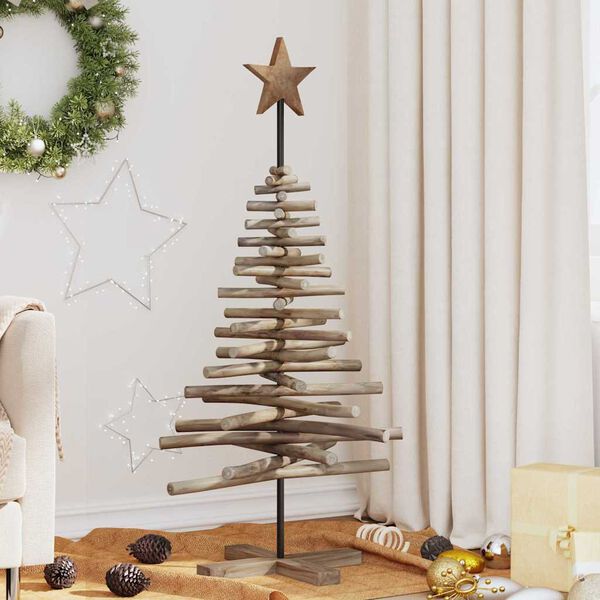 vidaXL Christmas Tree with Stand Brown 120 cm Solid teak wood