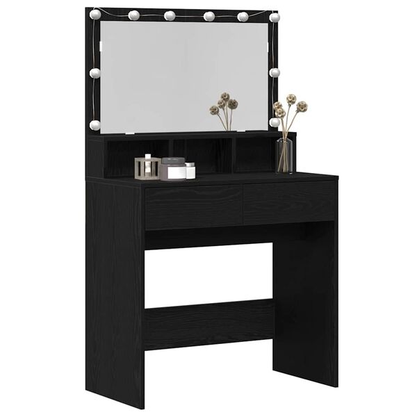 vidaXL Dressing Table Black Oak 80 x 41 x 134.5 cm Engineered Wood