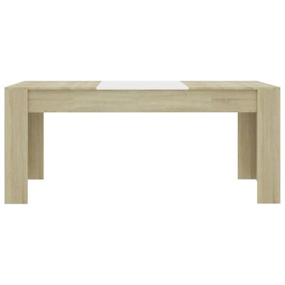 vidaXL Dining Table White and Sonoma Oak 180x90x76 cm Engineered Wood