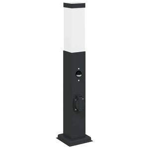 vidaXL Bollard Light with Sensor&Outlet 50 cm Black IP44