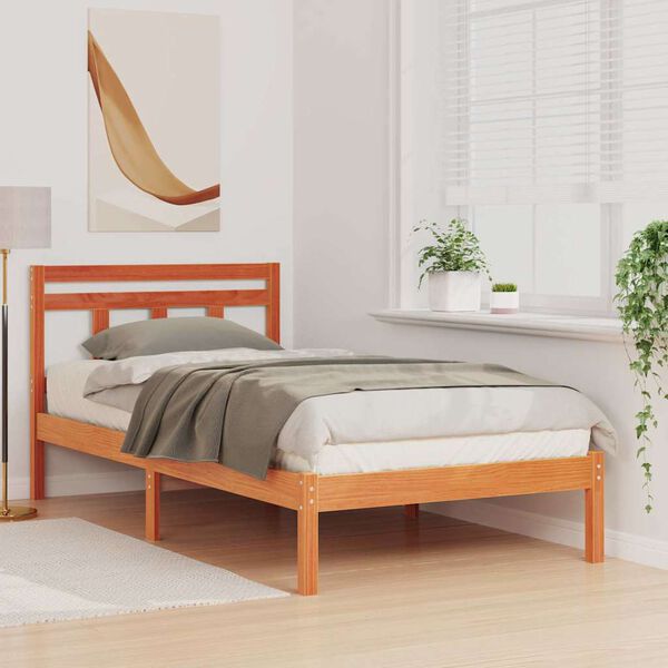 vidaXL Bed Frame Brown 90 x 200 cm Solid Pine Wood