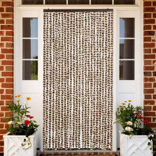 vidaXL Fly Curtain Beige and Brown 100x200 cm Chenille