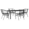 vidaXL 5 Piece Garden Dining Set Black Poly Rattan Glass