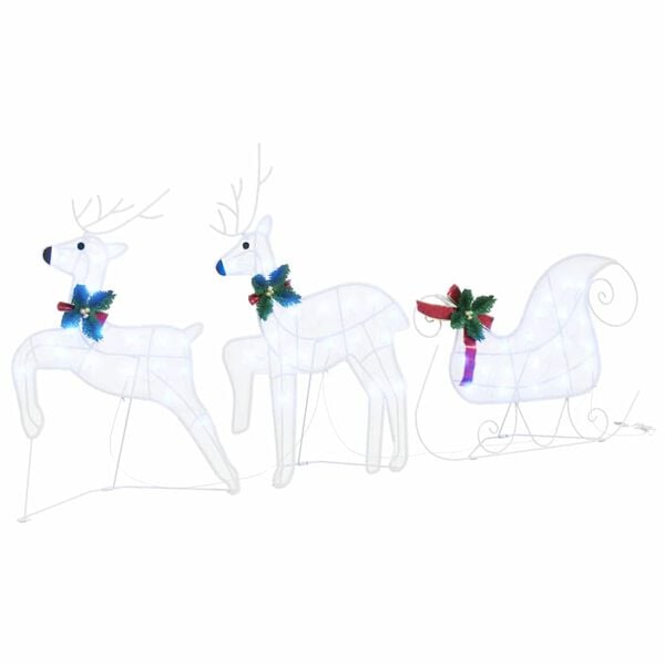 vidaXL LED Reindeers 3 pcs Cold White Fabric