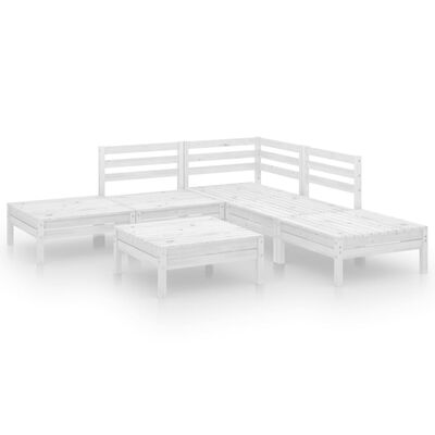 vidaXL 6 Piece Garden Lounge Set Solid Pinewood White