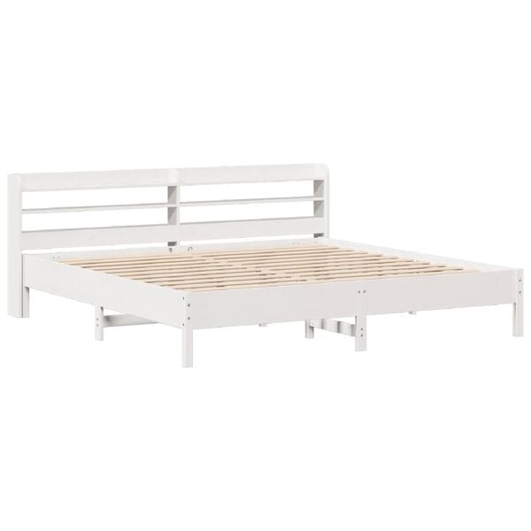 vidaXL Bed Frame without Mattress White 180x200 cm Super King Solid Wood Pine
