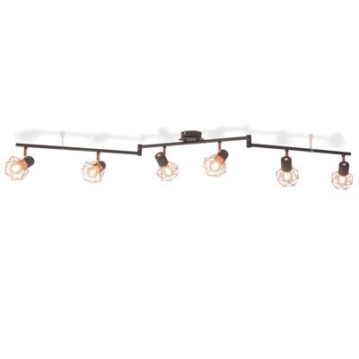 vidaXL Ceiling Lamp with 6 Spotlights E14 Black and Copper