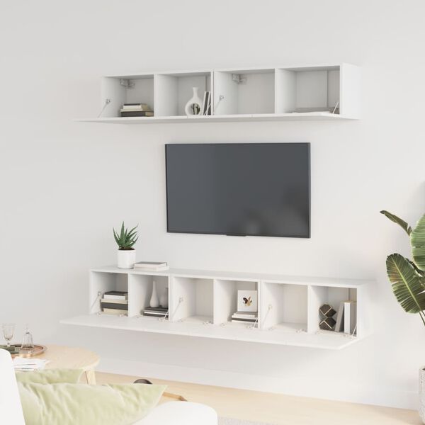 vidaXL 5 Piece TV Cabinet Set White Engineered Wood
