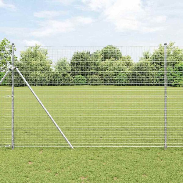 vidaXL Fence Post Silver 10 x 1.6 m (25 x 25 mm mesh) Steel