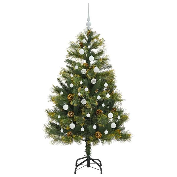vidaXL Artificial Hinged Christmas Tree with Cones Green 150 cm
