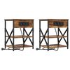 vidaXL Bedside Cabinet with Shelf 2 pcs Smoked Oak 41 x 31 x 51 cm