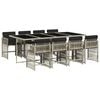vidaXL 9 Piece Garden Dining Set with Cushions Light Grey Poly Rattan