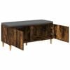 vidaXL Hall Bench with Cushion with Door Smoked Oak 100 x 38 x 46 cm