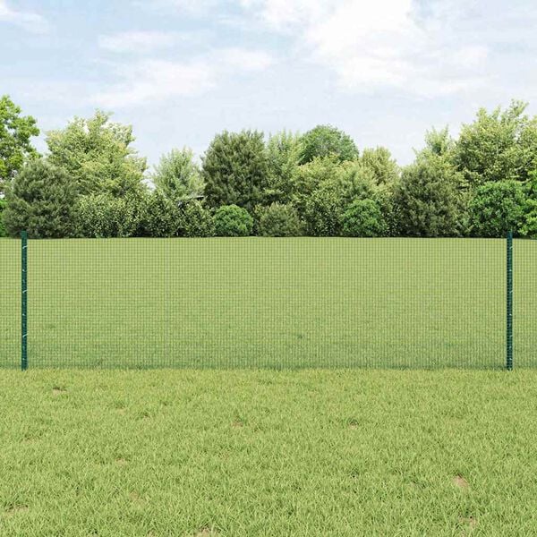 vidaXL Fence with Post Green 0.6 x 100 m Steel and PVC