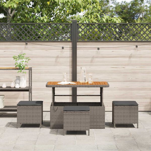 vidaXL Garden Dining Set Grey Poly rattan