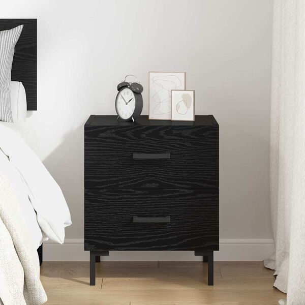 vidaXL Bedside Cabinet Black Oak 40 x 35 x 47.5 cm Engineered Wood