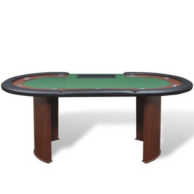 vidaXL 10-Player Poker Table with Dealer Area and Chip Tray Green