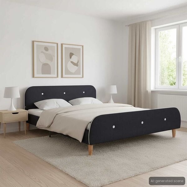 vidaXL Bed Frame without Mattress Dark Grey Fabric 135x190 cm Double
