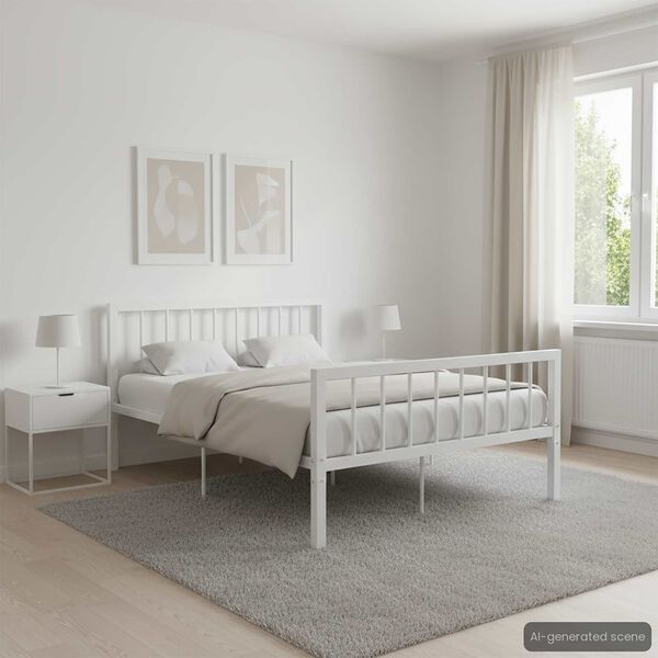 vidaXL Bed Frame without Mattress White Metal 120x200 cm