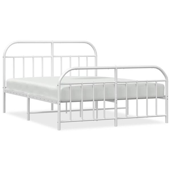 vidaXL Metal Bed Frame without Mattress with Footboard White 183x213cm