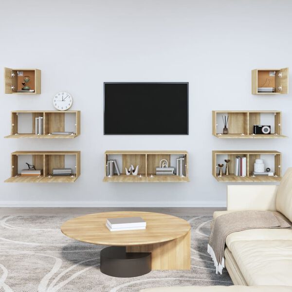 vidaXL 7 Piece TV Cabinet Set Sonoma Oak Engineered Wood